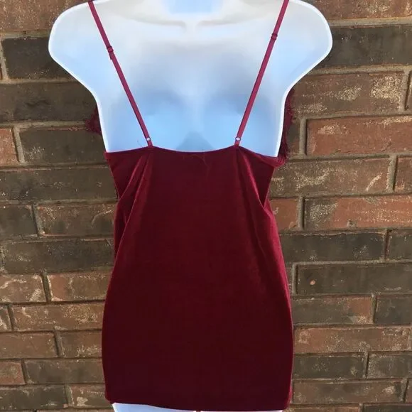 Red camisole velvet y2k raw lace hem fairycore witchy witchcore darkfairy - Picture 2 of 7